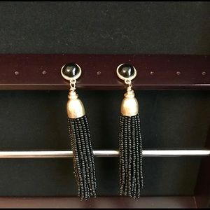 Stella & Dot Black Gita Tassel Earrings
